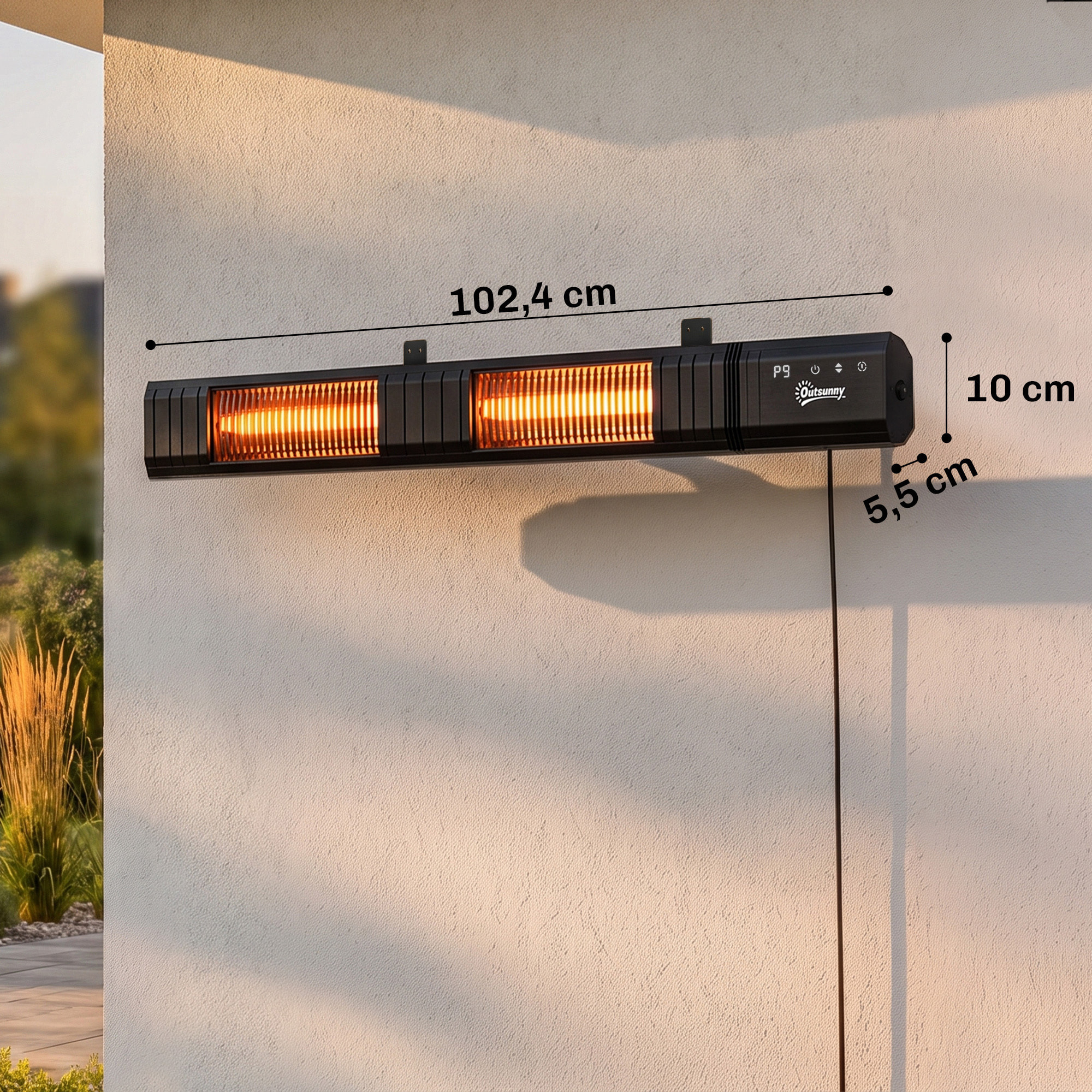 Radiateur infrarouge 3000W réglable 9 niv. télécommande alu noir