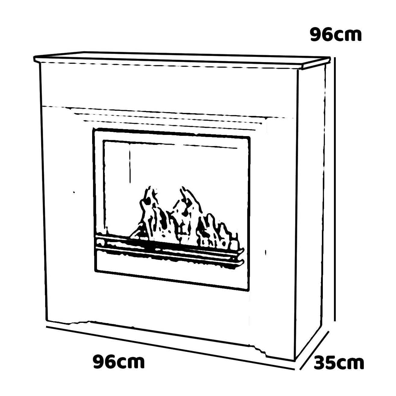 Bellini - Camino a bioetanolo da terra 96x35xH96 cm, effetto marmo bianco