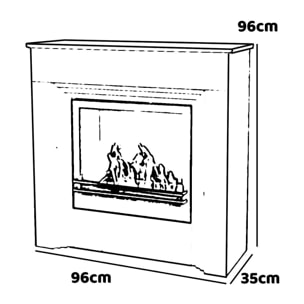 Bellini - Camino a bioetanolo da terra 96x35xH96 cm, effetto marmo bianco