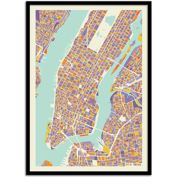 Affiche - New-York City Rainbow map - Muzungu
