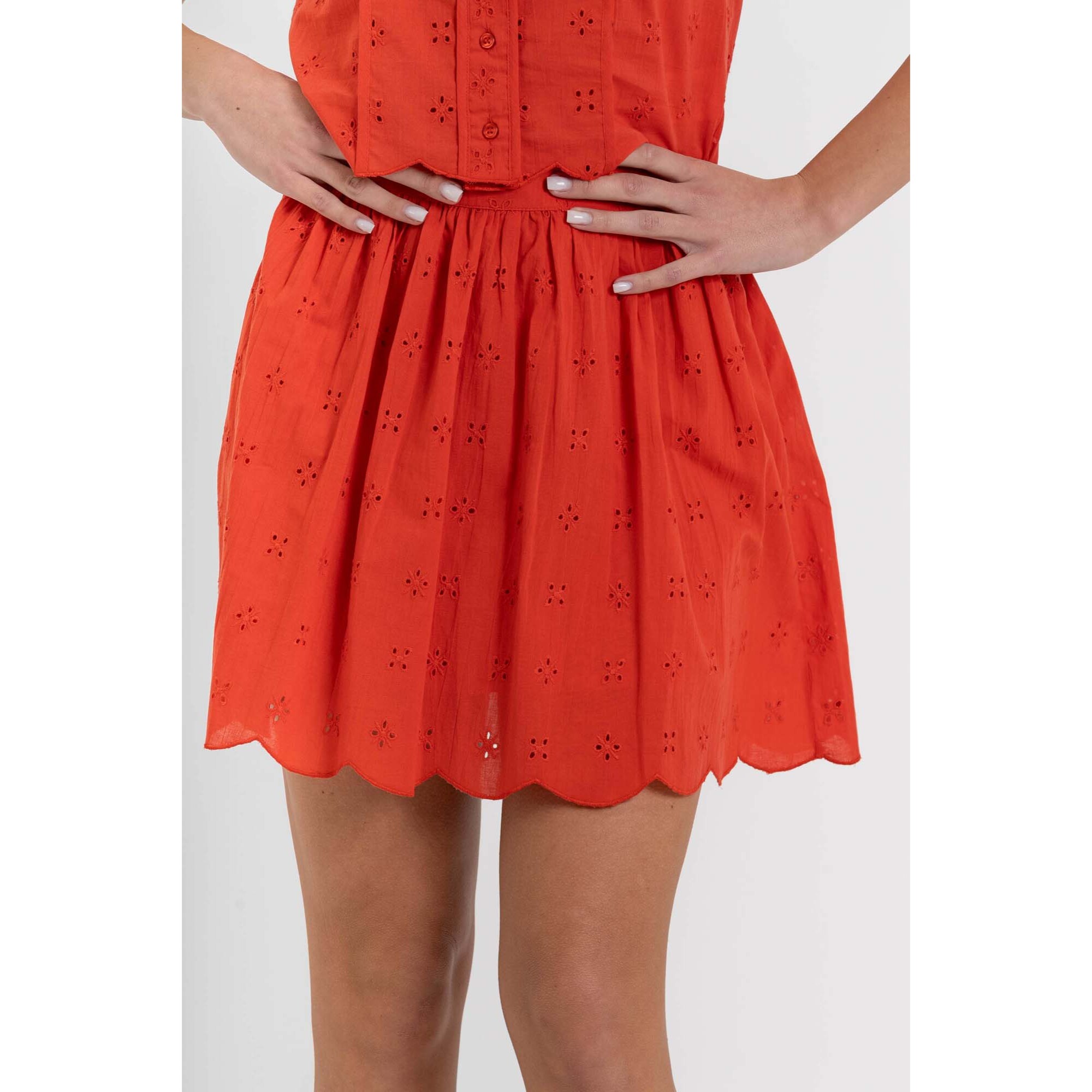 Kocca - Gonna da donna in cotone traforato con orlo smerlato Donna