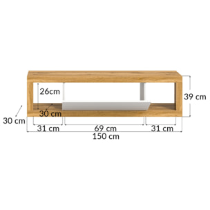 Ethan – meuble tv – 1 porte – bois et blanc - 150 cm - Bois / Blanc
