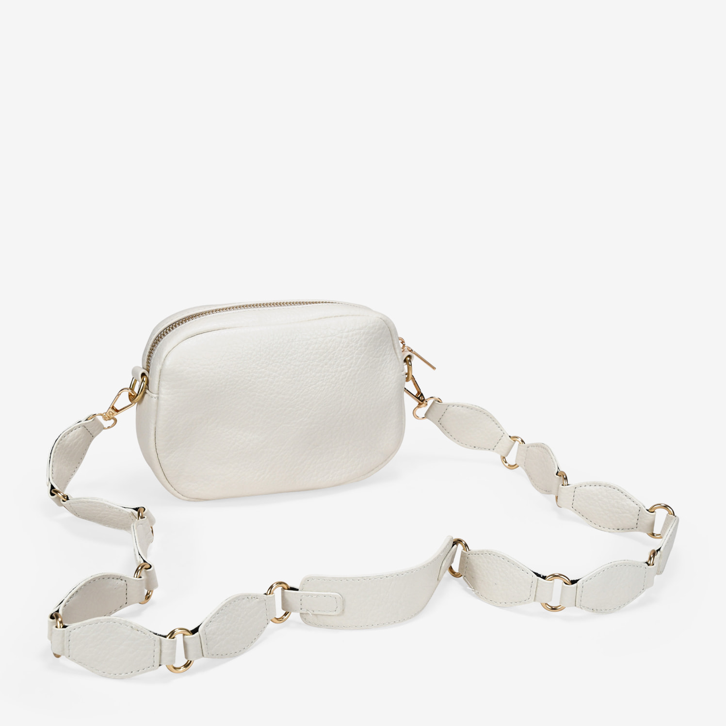 Bolso bandolera beige asa con anillas