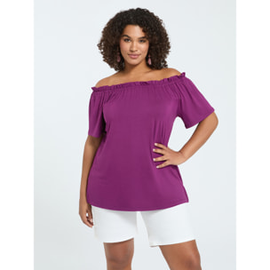 Fiorella Rubino - Camiseta off shoulders en jersey de viscosa - Burgundy