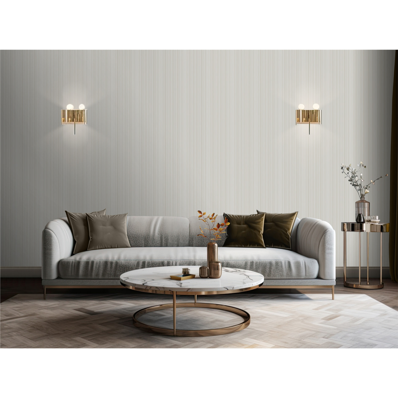 Papier peint rayures fines tissées beige ivoire