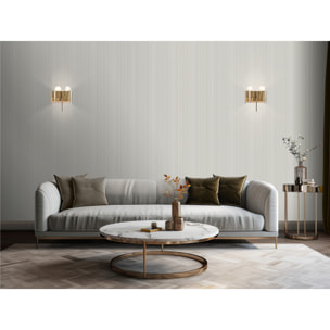 Papier peint rayures fines tissées beige ivoire