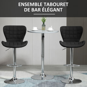 Lot de 2 tabourets de bar – Hauteur réglable – Pivotants 360°