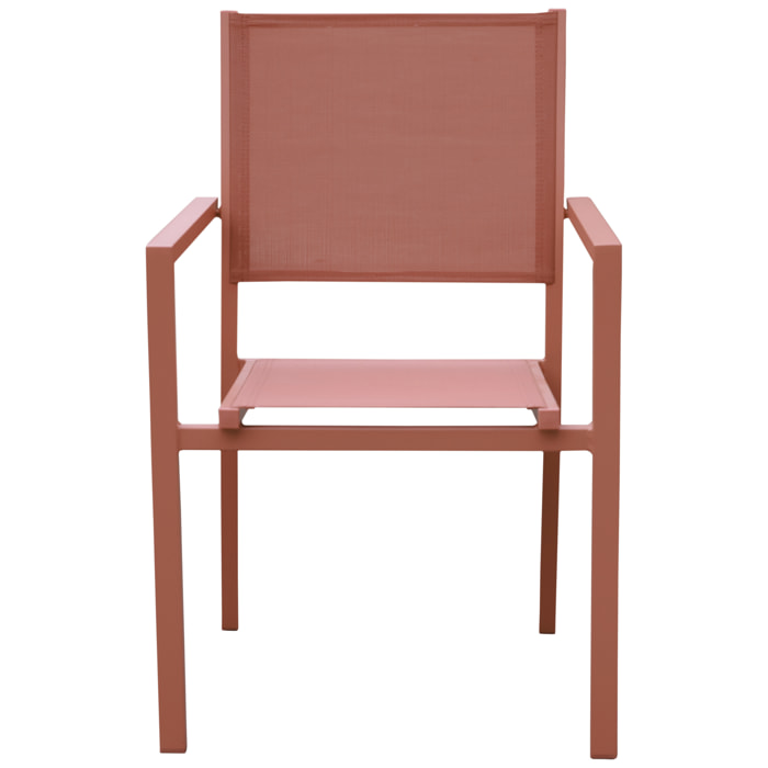 Lot de 4 chaises en aluminium terracotta - textilène terracotta