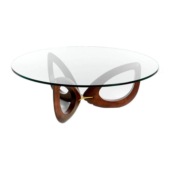 Mesa de centro de Angel Cerda de cristal y fresno 120x120x38cm