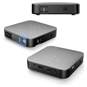 Mini videoproiettore portatile LED S200, DLP. Android 9.0, Wi-Fi, pannello touch. Batteria ricaricabile. Mirroring dello schermo. Netflix, YouTube, ecc.