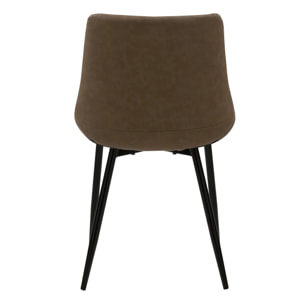 Lot de 2 chaises en cuir synthétique taupe et métal noir - Killi
