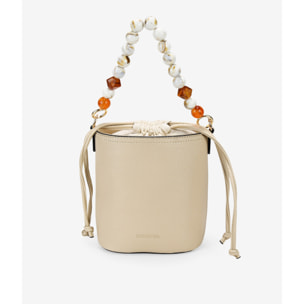 Bolso bandolera beige con asa de piedras