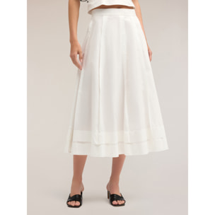 Motivi - Falda plisada de popelina con vuelo - Blanco