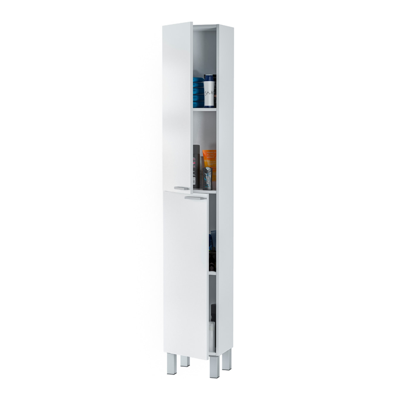 Columna Baño 2 Puertas + 4 Estantes 182 Cm Blanco