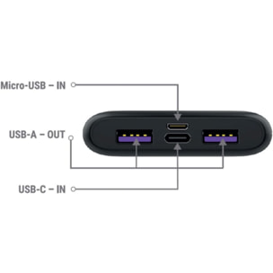 Batterie externe XTREMEMAC 10000 mAh noir