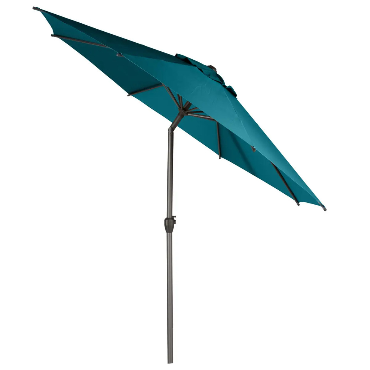 Parasol droit rond "Loompa" bleu canard 3m en aluminium