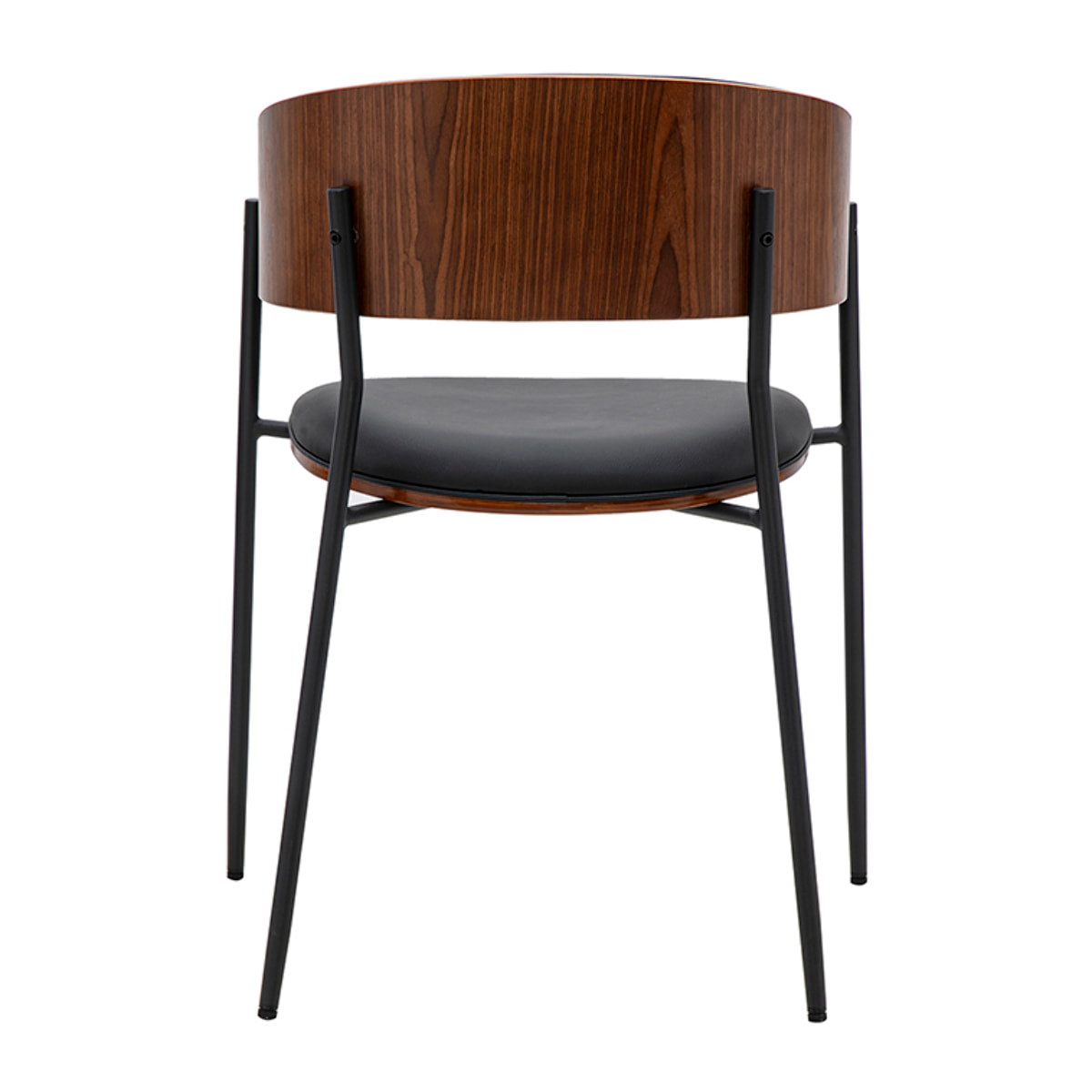 Chaise design noire et bois foncé noyer DANTE