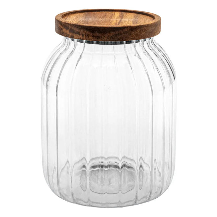 Bocal "Harmony" 2L en verre et acacia