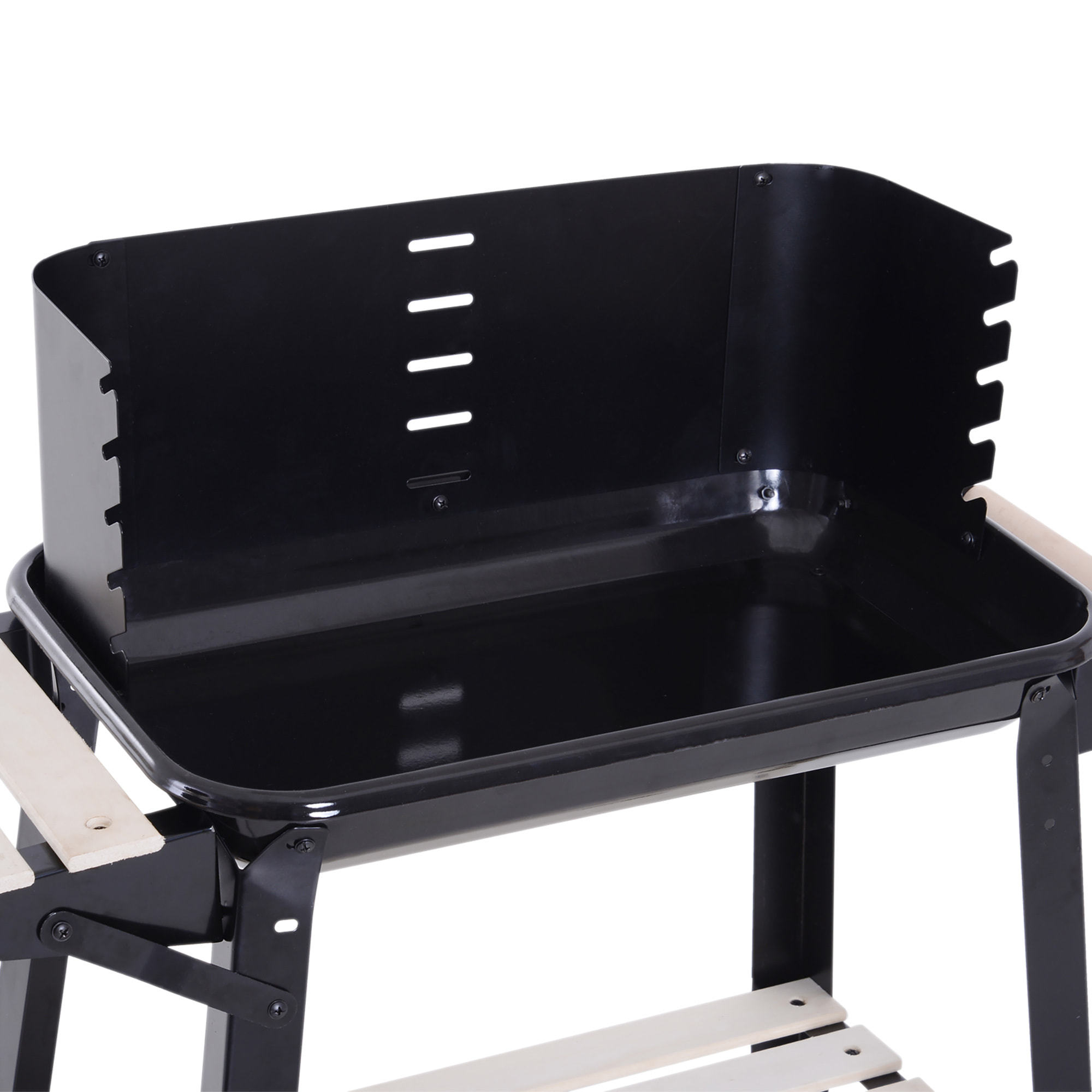 Barbacoa de Carbón Vegetal Parrillas Asador BBQ de Picnic Altura de Parrillas Ajustables con Estantes y Ruedas Fácil Mover para Jardín Exterior Acampada 83x46x87 cm