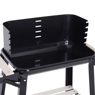 Barbacoa de Carbón Vegetal Parrillas Asador BBQ de Picnic Altura de Parrillas Ajustables con Estantes y Ruedas Fácil Mover para Jardín Exterior Acampada 83x46x87 cm