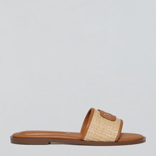 Sandali Greta marroni in rafia con logo PC