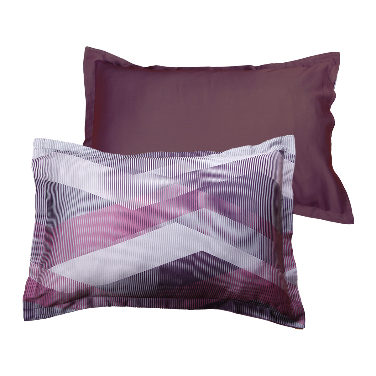 Lot de 2 Taies d'oreiller satin de coton imprimé Helix Purple