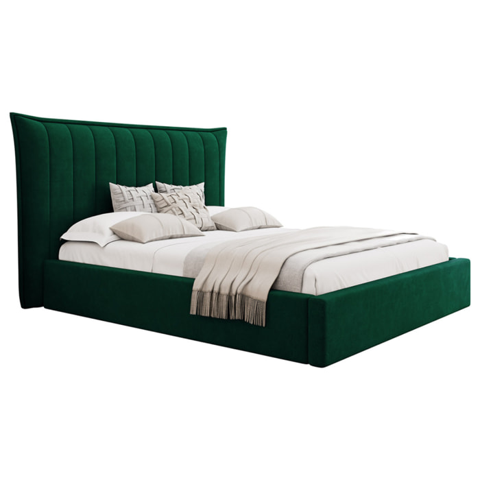 Esmee - lit coffre - 160x200 cm - en velours - sommier inclus - Vert