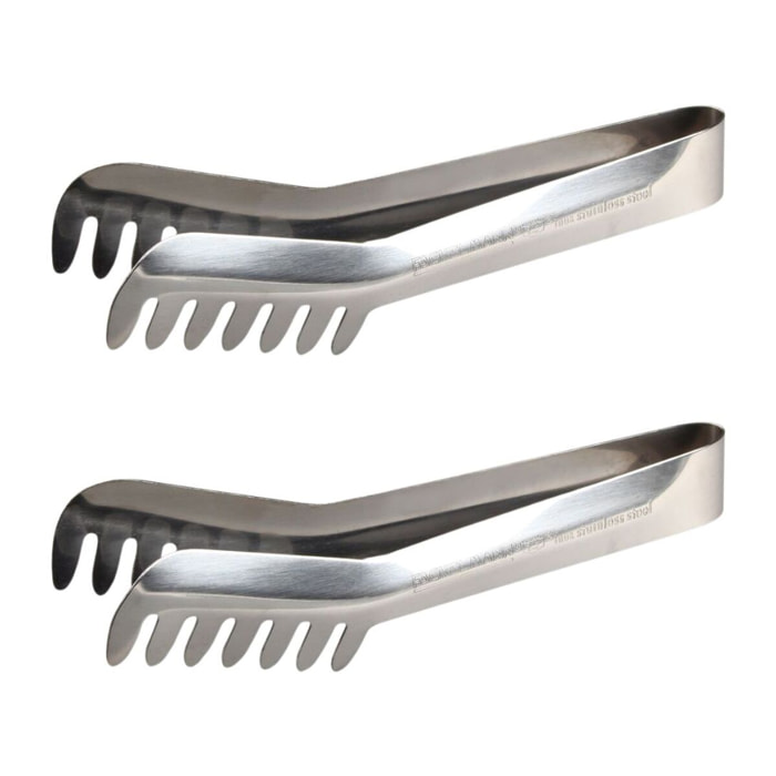 Ensemble de 2 Pinces à spaghettis, de cuisine en Acier inoxydable 19 cm Fackelmann