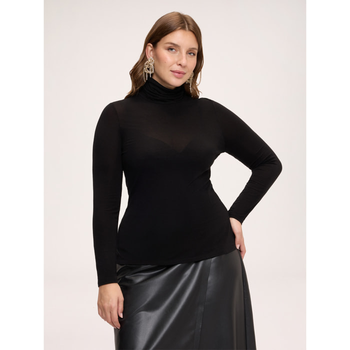 Fiorella Rubino - Maglia dolcevita second skin misto cashmere - Nero
