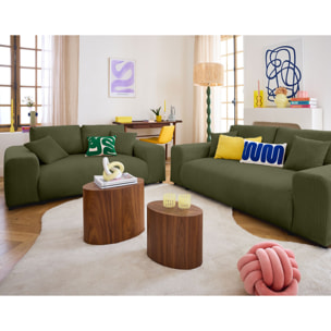 Garance - canapé droit 3 places - en velours côtelé - Vert