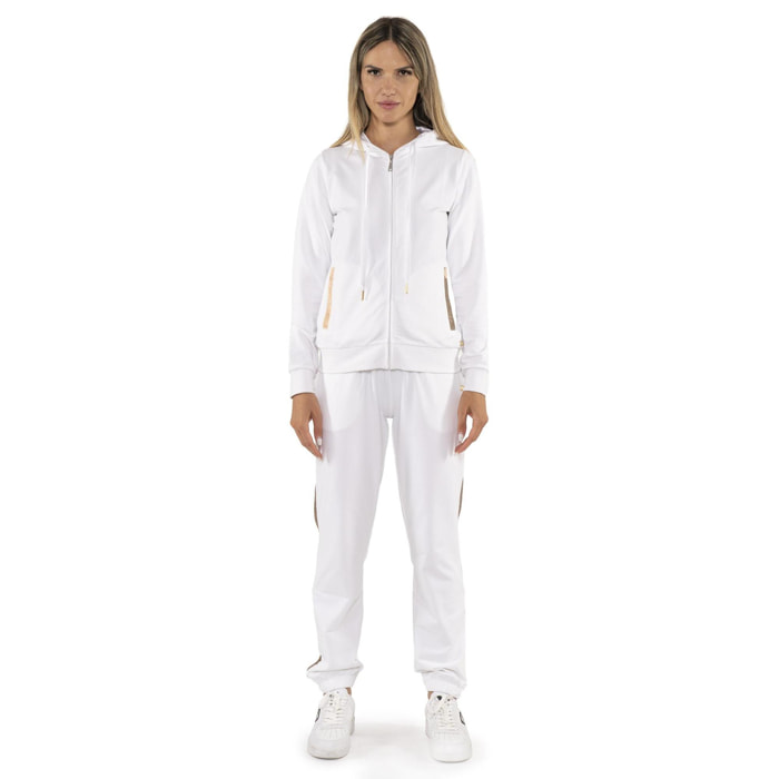 Chándal mujer Leone 1947 Apparel Chic Gold cremallera capucha algodón ligero