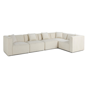 Nova - canapé modulable d'angle réversible - 6 places - avec pouf d'appoint - en velours - Beige
