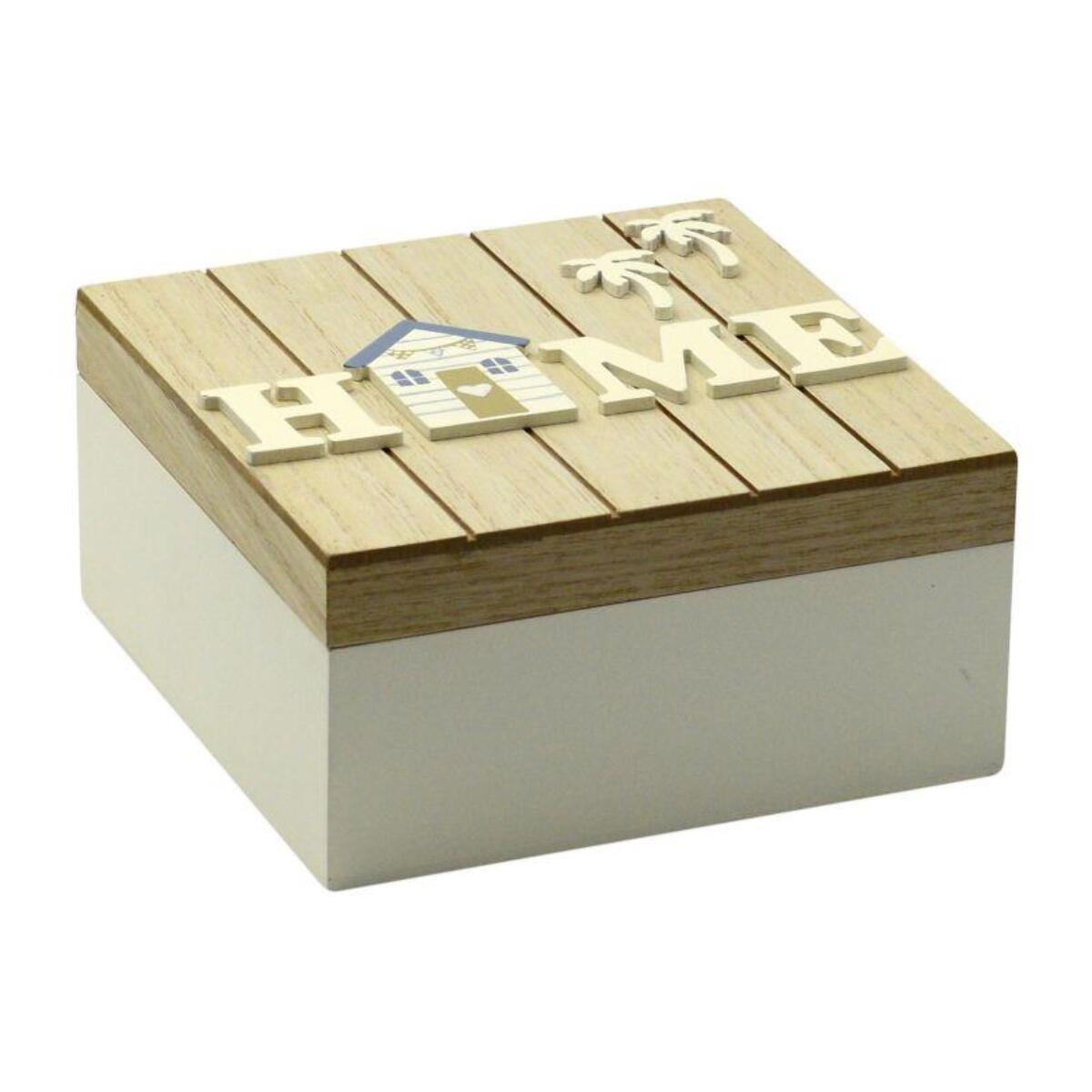 Scatola in legno mare home quadrato cm15x15h7,5