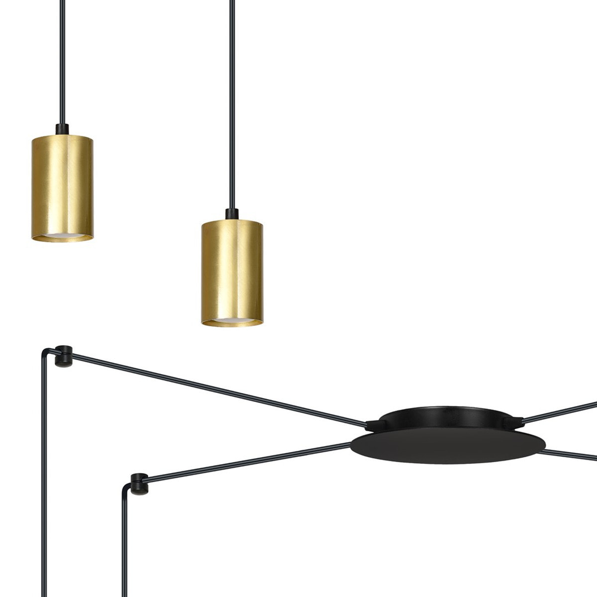 Lampada a sospensione TRAKER in acciaio nero e oro