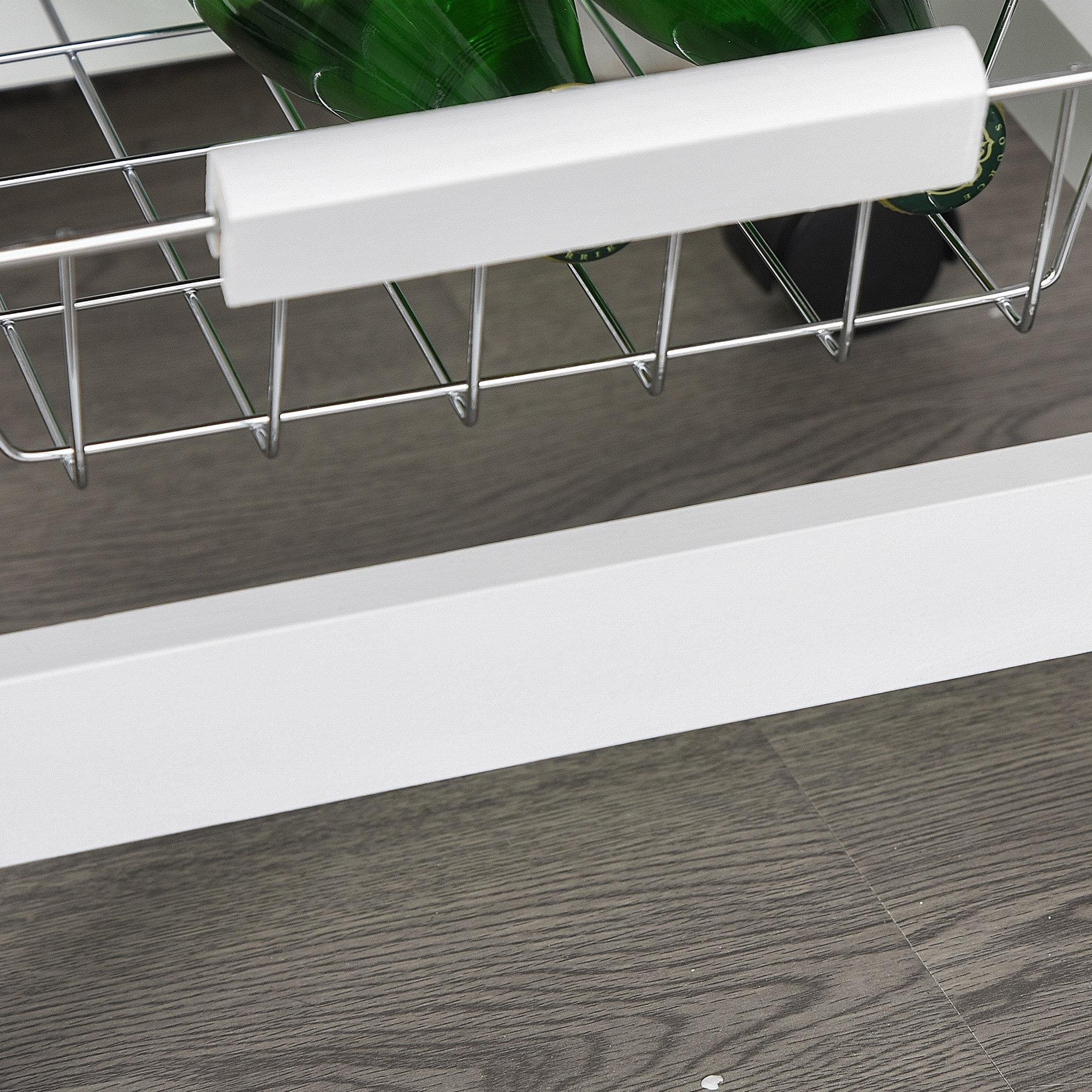 Desserte chariot de cuisine sur roulettes - 4 paniers coulissants, tiroir, plateau - bois blanc MDF bois clair