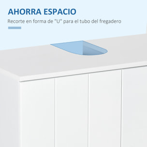 Mueble para Debajo del Lavabo Armario Baño de Suelo de Madera con 2 Puertas y Estante Ajustable Interior Moderno 60x30x60 cm Blanco