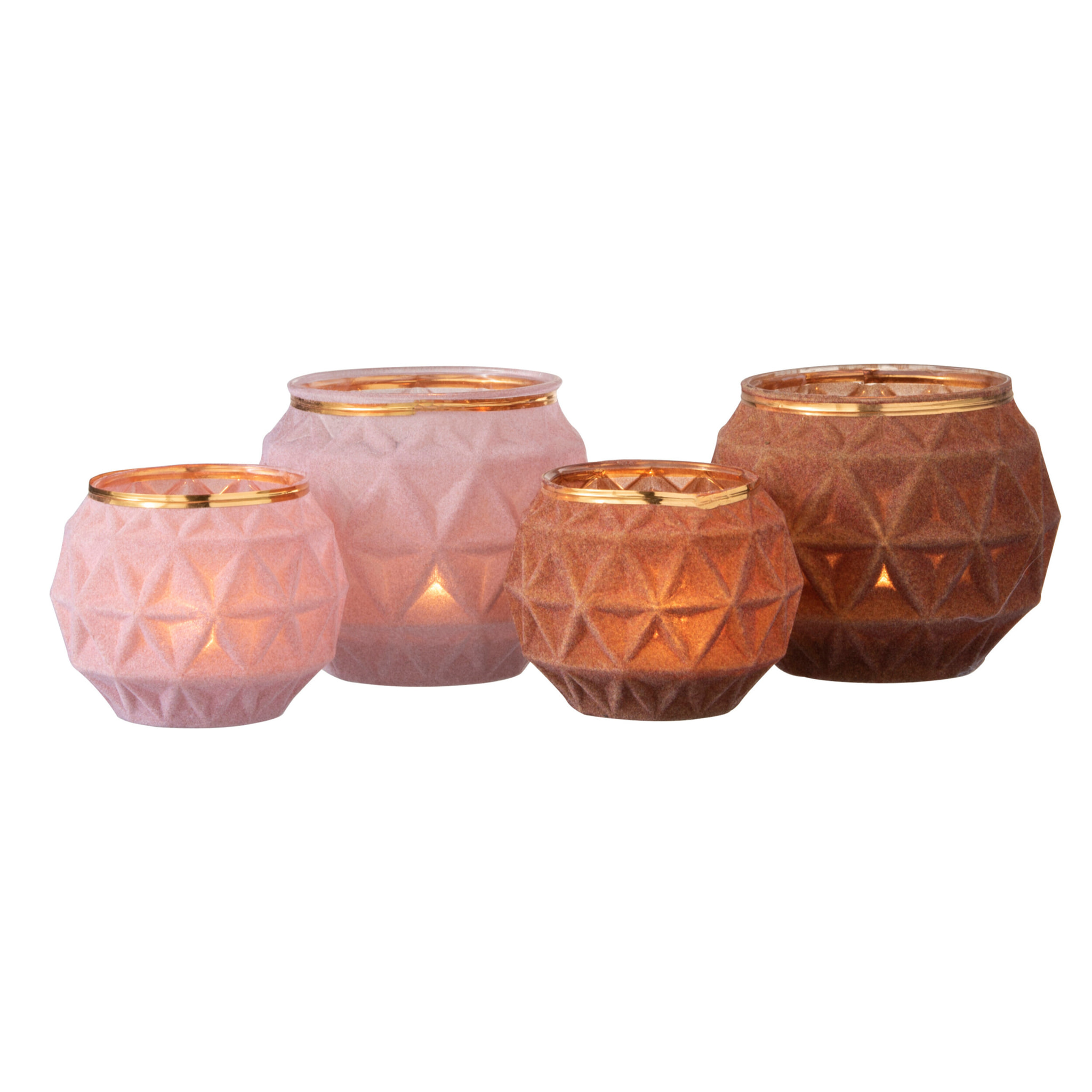 J-Line bougeoir Boule - verre - ocre - large - 2 pcs