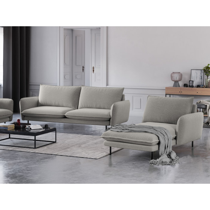 Méridienne droite "Vienna" en tissu structurel gris clair
