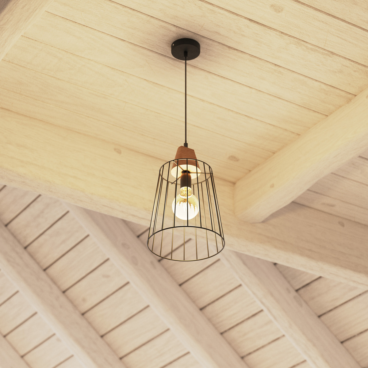 Suspension filaire "Nut" noire - métal D23 cm