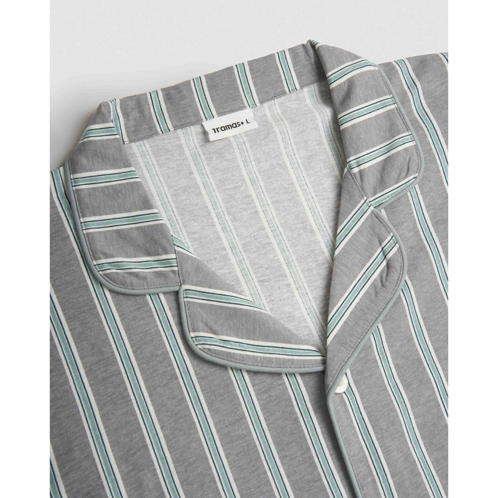 Pijama largo camisero algodón raya talea azul verde