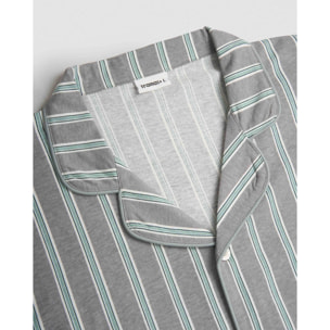 Pijama largo camisero algodón raya talea azul verde