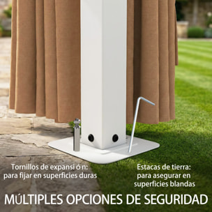 para Jardín 3x4 m, Pabellón de Jardín Gazebo con Techo Ventilado, 4 Paredes Laterales y 4 Mosquiteras, UPF50+, Estructura de Metal, Carpa para Exterior, Terraza, Patio, Caqui
