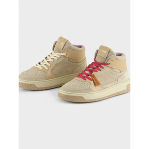 ZAPATILLA MID-TOP MUJER P02 DE ANTE Y PIEL NIEBLA