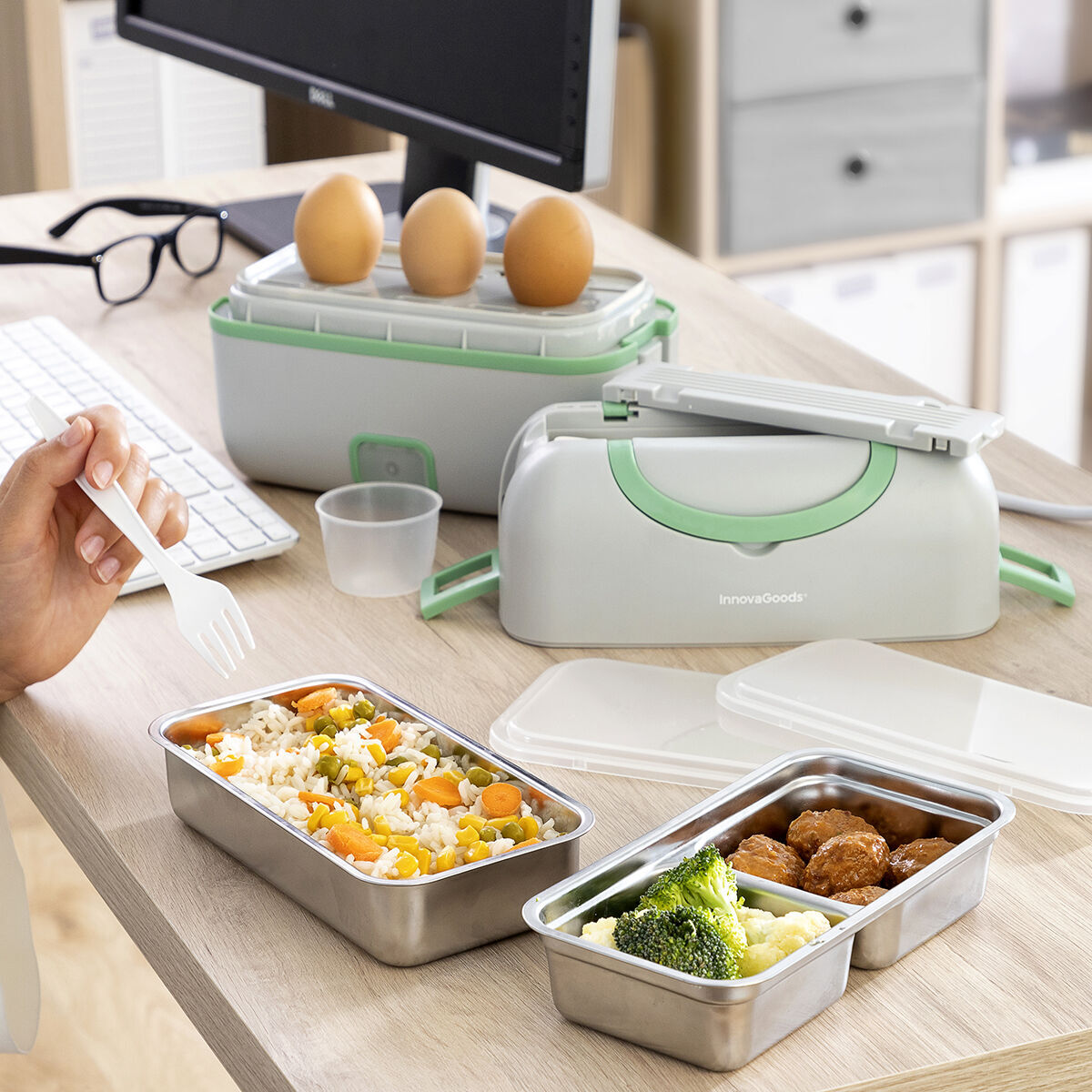 Porta Pranzo Elettrico a Vapore 3 in 1 con Ricette Beneam InnovaGoods