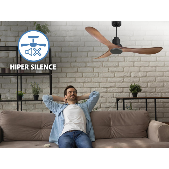Ventilateur de plafond Réversible  Thermostat Wifi Moteur à courant continu Toits en pente Télécommande Hypersilence Mémoire