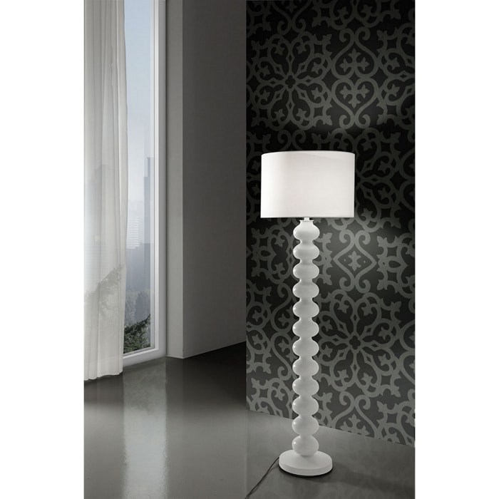 Lampadaire Tomasucci VANITY, en coton et acier, blanc, 45 × 45 × 170 cm