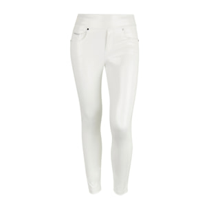 Pantaloni N.O.W. skinny vita media in Similpelle Lucida Bianca