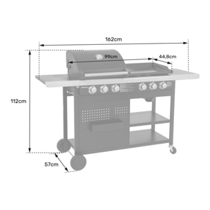 Barbecue duo au gaz VESUVIO - 3 brûleurs + plancha 3 brûleurs