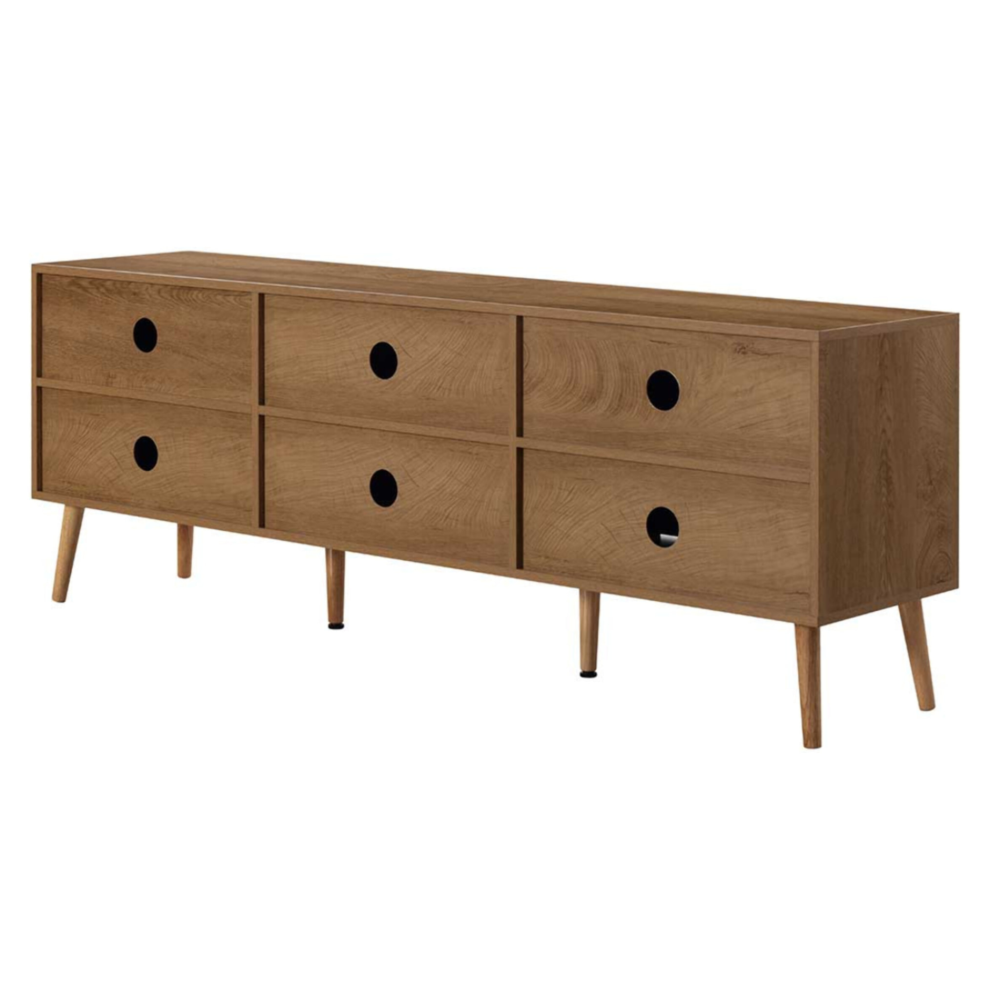Goto - meuble tv - effet bois et cannage - 3 portes - 167 cm - Bois