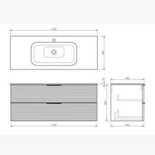 Ensemble meuble de salle de bain 120 cm noir Aqualinea